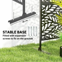 Outsunny Metal Outdoor Privacy Screen, Freestanding Outdoor Divider with Stand, 78" x 48", Black(m-6)