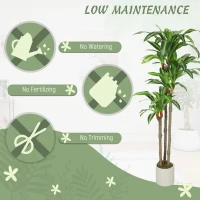 HOMCOM 5FT Dracaena Fake Plant, Artificial Plant with Bendable Trunks for Home Office Decor, Green(m-5)