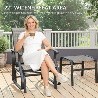 Outsunny Outdoor Glider with Ottoman, Patio Glider Chair Set with High Back, Wide Seat for Porch, Garden, Backyard, Gray(m-6)