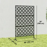 Outsunny Metal Outdoor Privacy Screen, Freestanding Outdoor Divider with Stand, 78" x 48", Black(m-3)
