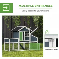 PawHut 63" Wooden Chicken Coop with Garden Bed, Small Outdoor Hen House with Nesting Box Removable Tray, Ramps Run, for Garden Backyard, Storm Gray(m-5)