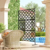 Outsunny Metal Outdoor Privacy Screen, Freestanding Outdoor Divider with Stand, 78" x 48", Black(m-10)