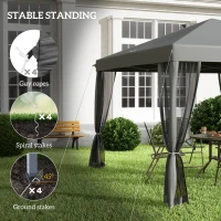 Outsunny 10' x 10' Pop Up Canopy Tent Gazebo, Foldable Canopy Tent with Zipper Mesh Sidewalls, Light Grey(m-6)
