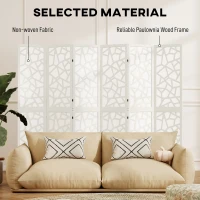 HOMCOM 6 Panel Room Divider, 5.6 FT Lightweight Folding Privacy Screen with Geometric Pattern for Living Room, Bedroom, White(m-5)