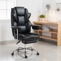 HOMCOM Big and Tall Office Chair, 400 lbs Overstuffed Desk Chair with Shaped Foam, Reclining Backrest, PU Leather(m-8)