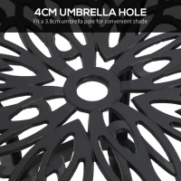 Outsunny 21" Square Outdoor End Table, Cast Aluminum Patio Side Table with Umbrella Hole for Garden, Balcony, Poolside, Black(m-4)