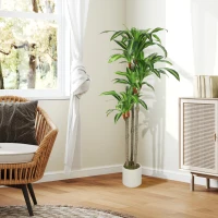 HOMCOM 5FT Dracaena Fake Plant, Artificial Plant with Bendable Trunks for Home Office Decor, Green(m-10)