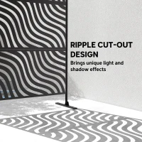 Outsunny Metal Outdoor Privacy Screen, Freestanding Outdoor Divider with Stand, 78" x 48", Black(m-4)