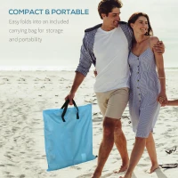 Outsunny 2 Pieces Beach Lounge Chair, Outdoor Folding Chaise Lounge Set w/ Pillow for Sunbath, Snap, Blue(m-5)