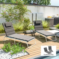 Outsunny Foldable Chaise Lounge Cushion Set of 2, Outdoor Lounge Chair Cushion Set, UPF50+ 230gsm Olefin, 80" x 26" Dark Gray(m-2)