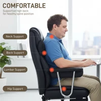 HOMCOM Big and Tall Office Chair, 400 lbs Overstuffed Desk Chair with Shaped Foam, Reclining Backrest, PU Leather(m-5)