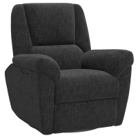 HOMCOM Power Recliner Chair, Fabric Upholstered Recliner Chair with USB Ports, Swivel and Rocking Function, Footrest, Black(m-2)