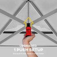 Outsunny 10 x 10 ft Pop Up Canopy Tent with 4 Sidewalls, UPF 50+ 1-Button Push Outdoor Instant Canopy with Wheeled Bag, Dark Grey(m-5)