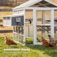 PawHut Wooden Chicken Coop, Outdoor Hen House with 2 Feeders, 2 Nesting Boxes, 2 Roosting Bars, Ramps, Waterproof Roof(m-9)