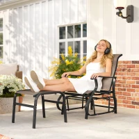 Outsunny Outdoor Glider with Ottoman, Patio Glider Chair Set with High Back, Wide Seat for Porch, Garden, Backyard, Brown(m-10)