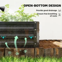 Outsunny Raised Garden Bed Galvanized Steel Planter Box for Vegetables, Flowers, Herbs, Black(m-6)