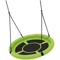 Qaba 100cm Diameter Nest Seat for Kids with Height Adjustable Hanging Ropes for Outdoor, Playground, Garden, Green(m-2)