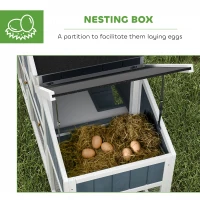 PawHut 63" Wooden Chicken Coop with Garden Bed, Small Outdoor Hen House with Nesting Box Removable Tray, Ramps Run, for Garden Backyard, Storm Gray(m-6)