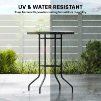 Outsunny Outdoor Bar Table with Umbrella Hole, 41.3" Bar Height Patio Table with Glass Top and Metal Frame, Black(m-6)