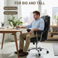 HOMCOM Big and Tall Office Chair, 400 lbs Overstuffed Desk Chair with Shaped Foam, Reclining Backrest, PU Leather(m-6)