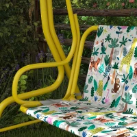 Qaba Kids Porch Swing, 2-Seater Patio Swing Bench with Safety Belts, Adjustable Canopy for Backyard, Garden, Green(m-9)