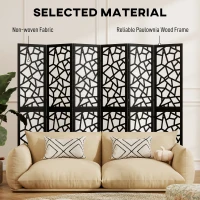 HOMCOM 6 Panel Room Divider, 5.6 FT Lightweight Folding Privacy Screen with Geometric Pattern for Living Room, Bedroom, Black(m-5)