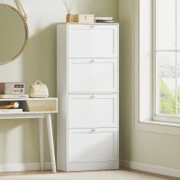 HOMCOM Modern Shoe Storage Cabinet with 4 Flip Drawers and Adjustable Shelves, Shoe Cabinet for 18-24 Pairs of Shoes, White(m-9)