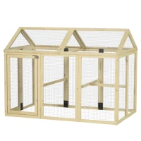 PawHut Chicken Run Expandable Outdoor Large Chicken Coop with 2 Doors and 3 Perches for 1–3 Chickens(m-11)