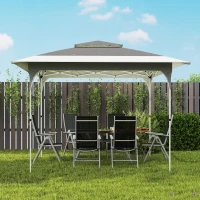 Outsunny 11.5 x 11.5 ft Pop Up Canopy Tent with 1-Button Push Easy Setup, UPF 50+ 2-Tier Instant Canopy with Carry Bag, Dark Grey(m-10)