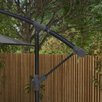 Outsunny 3(m) patio offset umbrella, with Cross Base - Dark Grey(m-9)