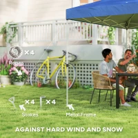 Outsunny Pop Up Canopy Waterproof Canopy Tent with Carrying Bag for Parties Garden BBQs 9.8' x 9.8', Blue(m-5)