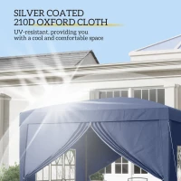 Outsunny 10'x10' Outdoor Pop Up Party Tent Wedding Gazebo Canopy with Carrying Bag (Blue)(m-5)