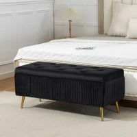 HOMCOM Storage Ottoman Bench, 43 Inch Large Storage Chest with Steel Legs and Padded Seat, Foot Rest, Load 485 lbs, Black(m-1)