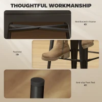 HOMCOM 24" Set of 4 Bar Stools Kitchen Industrial Breakfast Bistro Cafe Metal Frame Black(m-5)