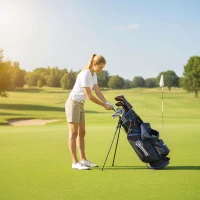 Outsunny Ultra-Lightweight Golf Stand Bag with 6-Way Dividers and Cooler Pocket, All-Weather Men's Golf Bag, Blue(m-10)