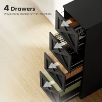 HOMCOM 4 Drawer File Cabinet with Silent Slides, Vertical Farmhouse Filing Cabinet Fits Letter/A4 Size Home Office, Black(m-5)