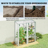 Outsunny Mini Greenhouse, Portable Greenhouse with 3 Shelves, 2 Roll-up Doors, 56.3" x 17.7" x 59.4", Clear(m-9)