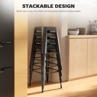 HOMCOM 24" Set of 4 Bar Stools Kitchen Industrial Breakfast Bistro Cafe Metal Frame Black(m-6)