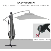 Outsunny 3(m) patio offset umbrella, with Cross Base - Dark Grey(m-4)