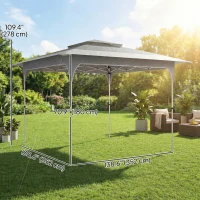 Outsunny 11.5 x 11.5 ft Pop Up Canopy Tent with 1-Button Push Easy Setup, UPF 50+ 2-Tier Instant Canopy with Carry Bag, Dark Grey(m-3)