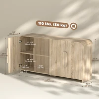 HOMCOM Sideboard Buffet Cabinet, 62" Modern Kitchen Storage Cabinet with Soft-Close Doors and Adjustable Shelves, Natural Wood(m-3)