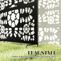 Outsunny Metal Outdoor Privacy Screen, 72" x 38" Freestanding Outdoor Divider, Black(m-4)