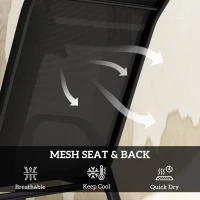 Outsunny Five-Piece Steel Patio Set, with Glass-Top Table - Black(m-5)