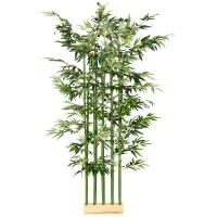 HOMCOM 5ft Tall Artificial Bamboo Tree, Decorative Faux Plant with Pine Wood Base for Indoor Home Office Decor(m-2)
