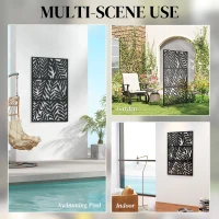 Outsunny Metal Outdoor Privacy Screen, 72" x 38" Freestanding Outdoor Divider, Black(m-9)