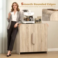 HOMCOM Sideboard Buffet Cabinet, 31.5" Modern Kitchen Storage Cabinet with Soft-Close Door and Adjustable Shelf, Natural Wood(m-4)