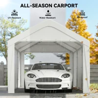 Outsunny Carport, 10 x 20 ft Portable Garage with 2 Roll-Up Doors and Removable Sidewalls for Car, Truck, Boat, White(m-4)