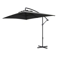 Outsunny 3(m) patio offset umbrella, with Cross Base - Dark Grey(m-2)