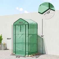 Outsunny Mini Greenhouse with Screen Roof, Portable Small Greenhouse with Roll-Up Zipper Door, 27.6" x 19.7" x 50", Green(m-3)