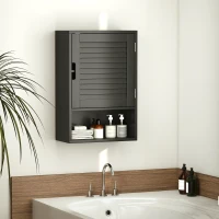 HOMCOM Bathroom Cabinet, Wall Mounted Storage Cabinet with Adjustable Shelves, 40 x 20 x 60 cm, Black(m-8)